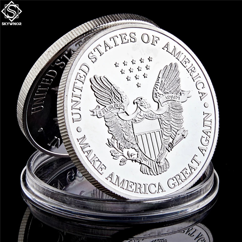 US President Trump Make America Great Again Silver Coin Collect -In God We Trust