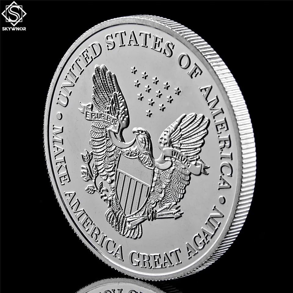 US President Trump Make America Great Again Silver Coin Collect -In God We Trust