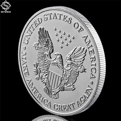 US President Trump Make America Great Again Silver Coin Collect -In God We Trust